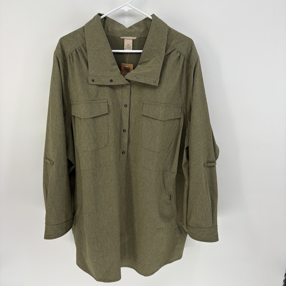 New Duluth Trading Top Womens Size 2XL Sol Survivor Tunic Utility Green